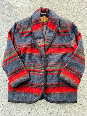 RARE Woolrich Womens or Mens Wool Stripe Barn Field Chore Coat Jacket Large EUC